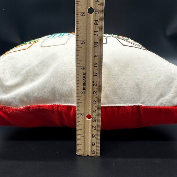 Throw Pillow Handmade Cactus Red Velvet Back Embroidered Square Decorative - Picture 9 of 9